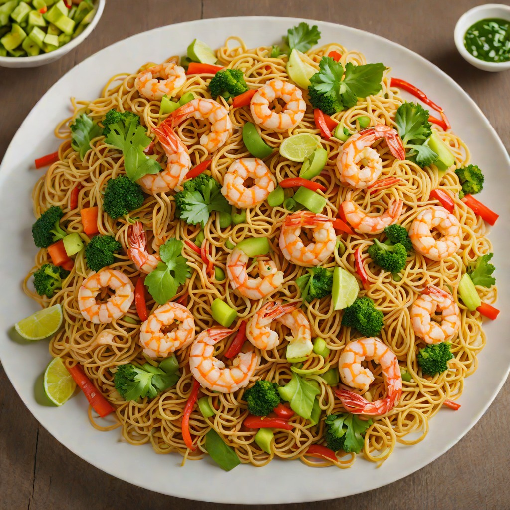 Pancit Canton Stir-Fried Noodles with Shrimp and Vegetables