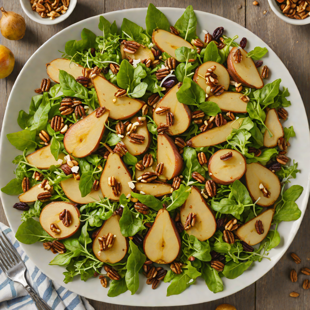 Warm Spiced Caramelized Pear and Walnut Salad with Honey-Dijon Dressing