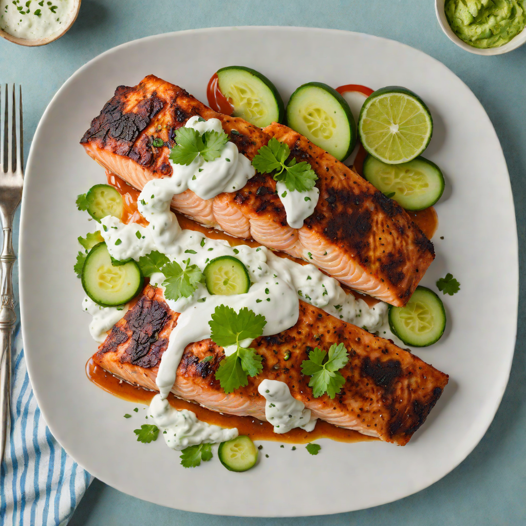 Quick Tandoori-Spiced Salmon with Cucumber Raita