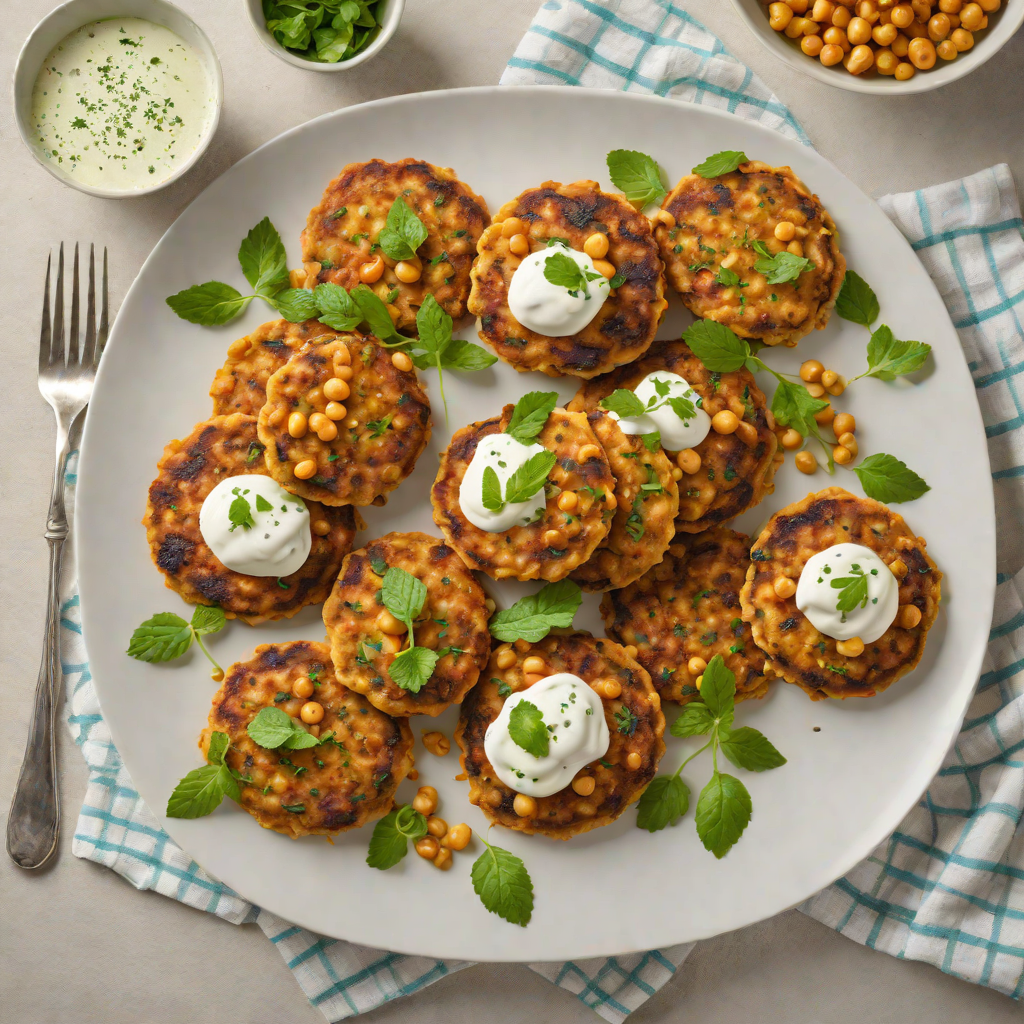 Spiced Pan-Fried Chickpea Patties with Yogurt Mint Sauce