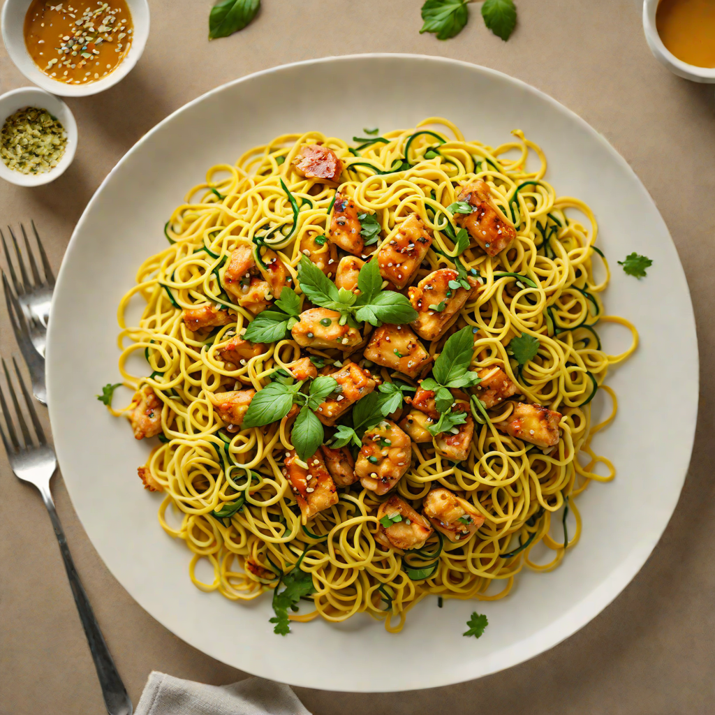 Stir-Fried Zucchini Noodles with Ginger-Turmeric Chicken