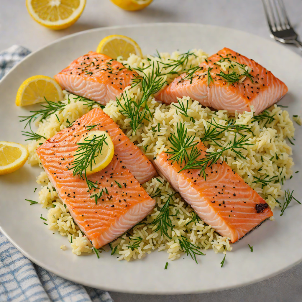 Sautéed Salmon Fillets with Lemon-Dill Cauliflower Rice