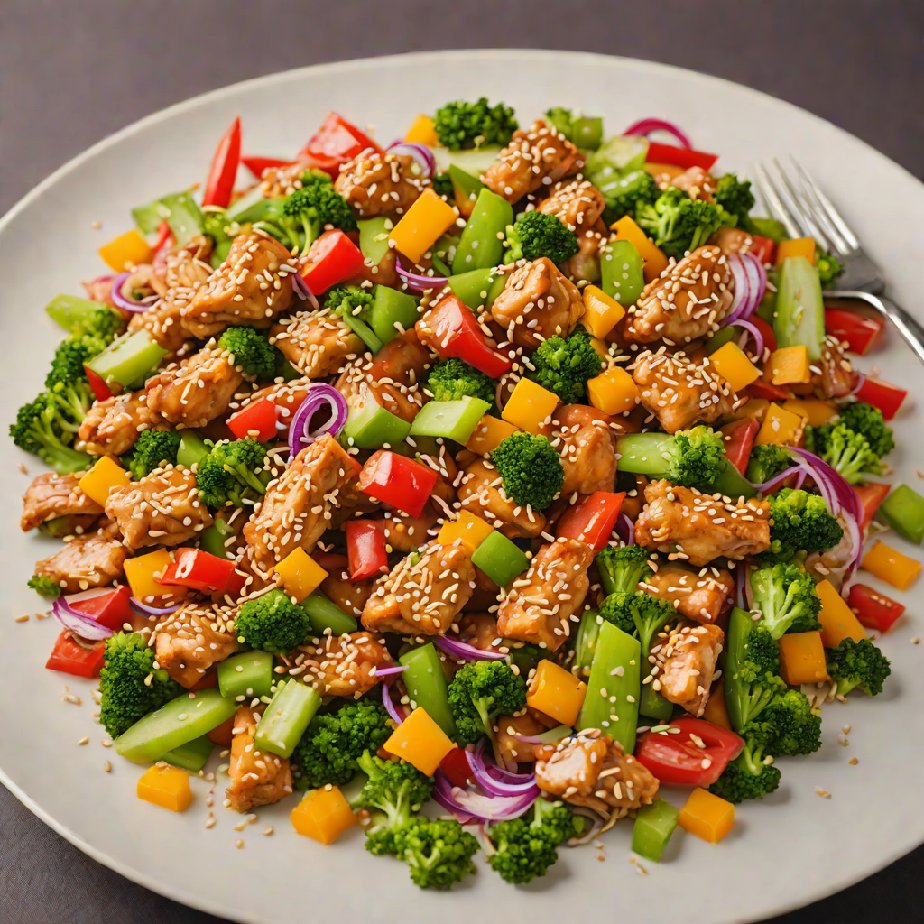 Stir-Fried Sesame Chicken with Colorful Vegetables