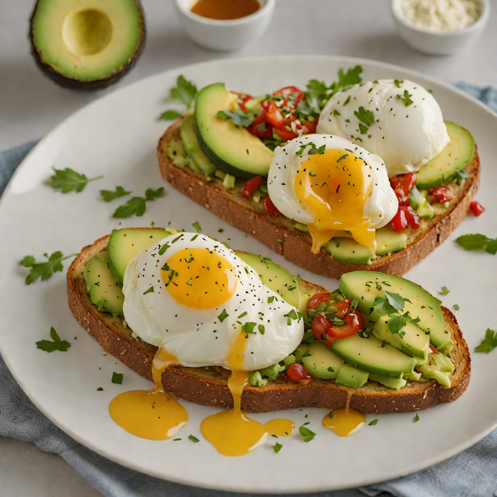 Half-Avocado Toast with Poached Egg and Chili Oil
