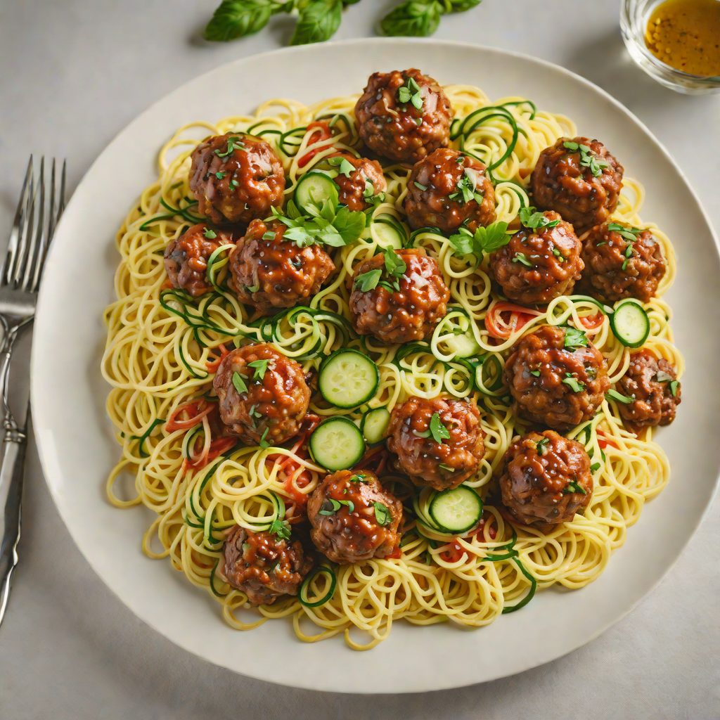 Cheese-Stuffed Meatballs with Zucchini Noodles