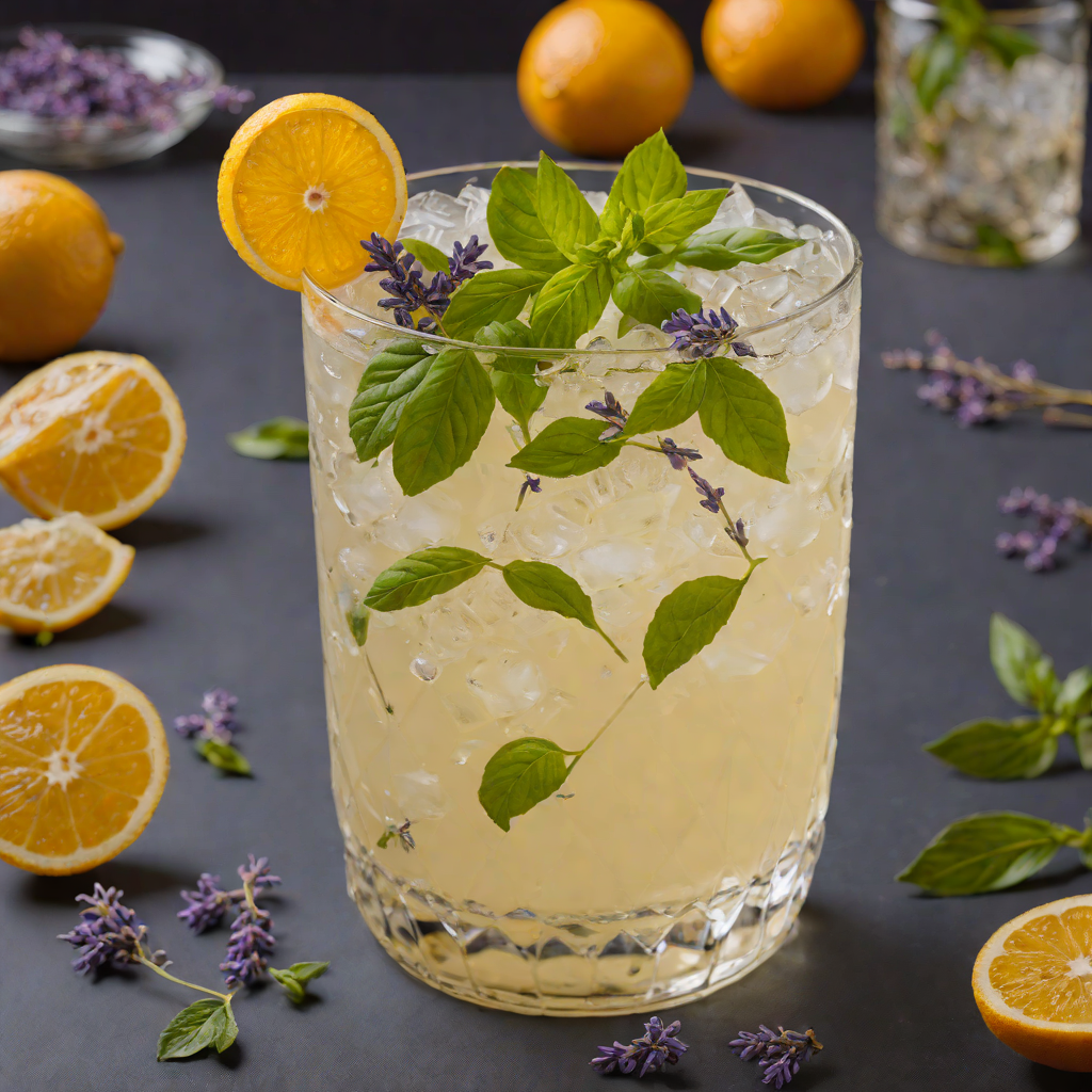 Citrus-Basil Gin Fizz with Lavender Honey Syrup