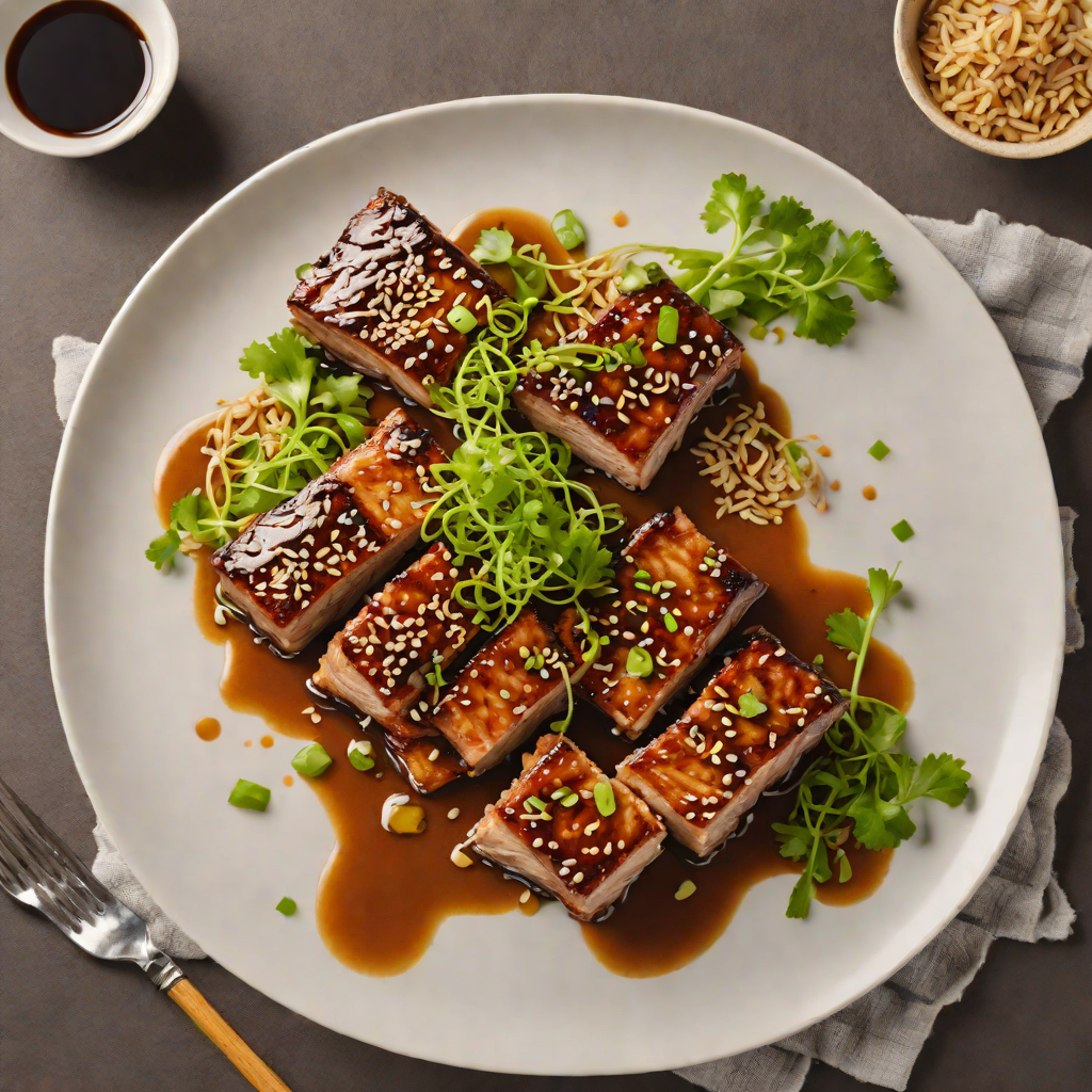 Ginger-Soy Glazed Pork Belly with Scallion and Sesame