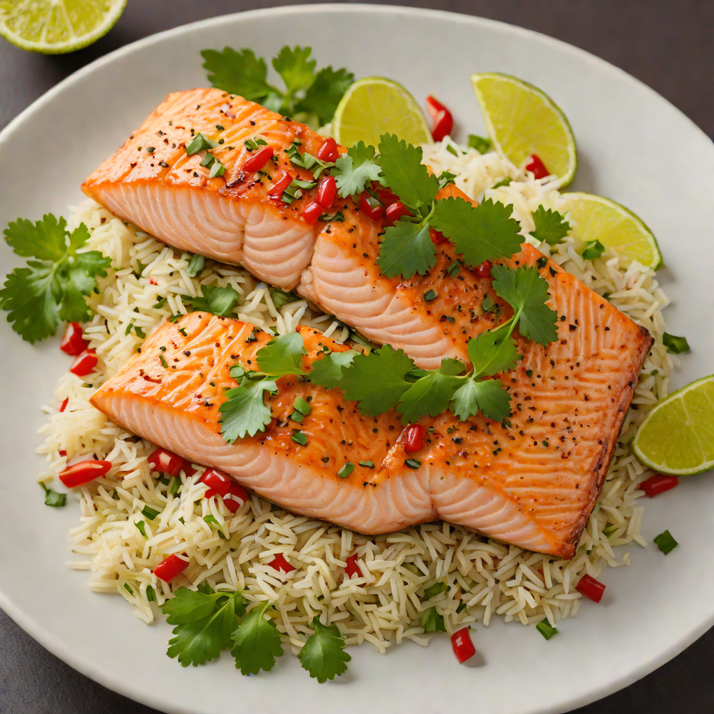 Pan-Seared Salmon with Chili-Lime Glaze and Cilantro Rice