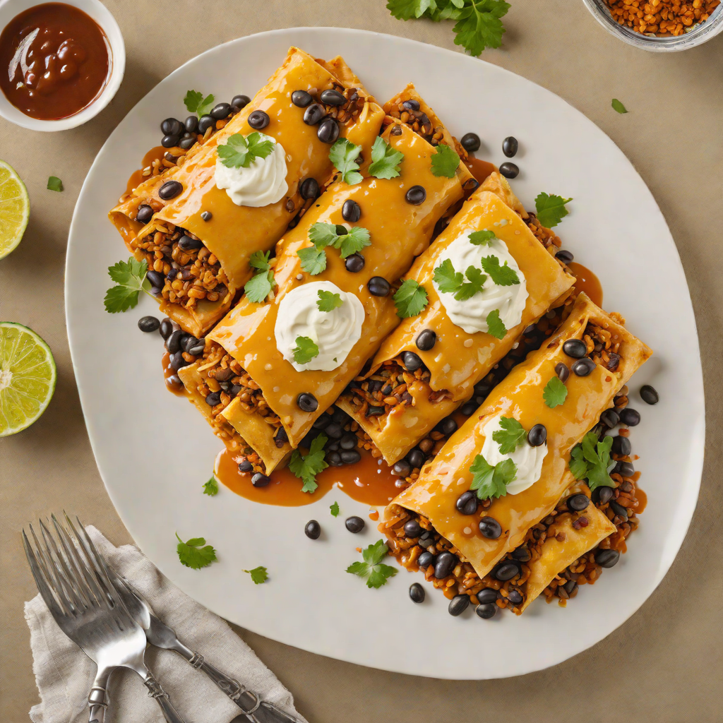Half-and-Half Pumpkin and Black Bean Enchiladas