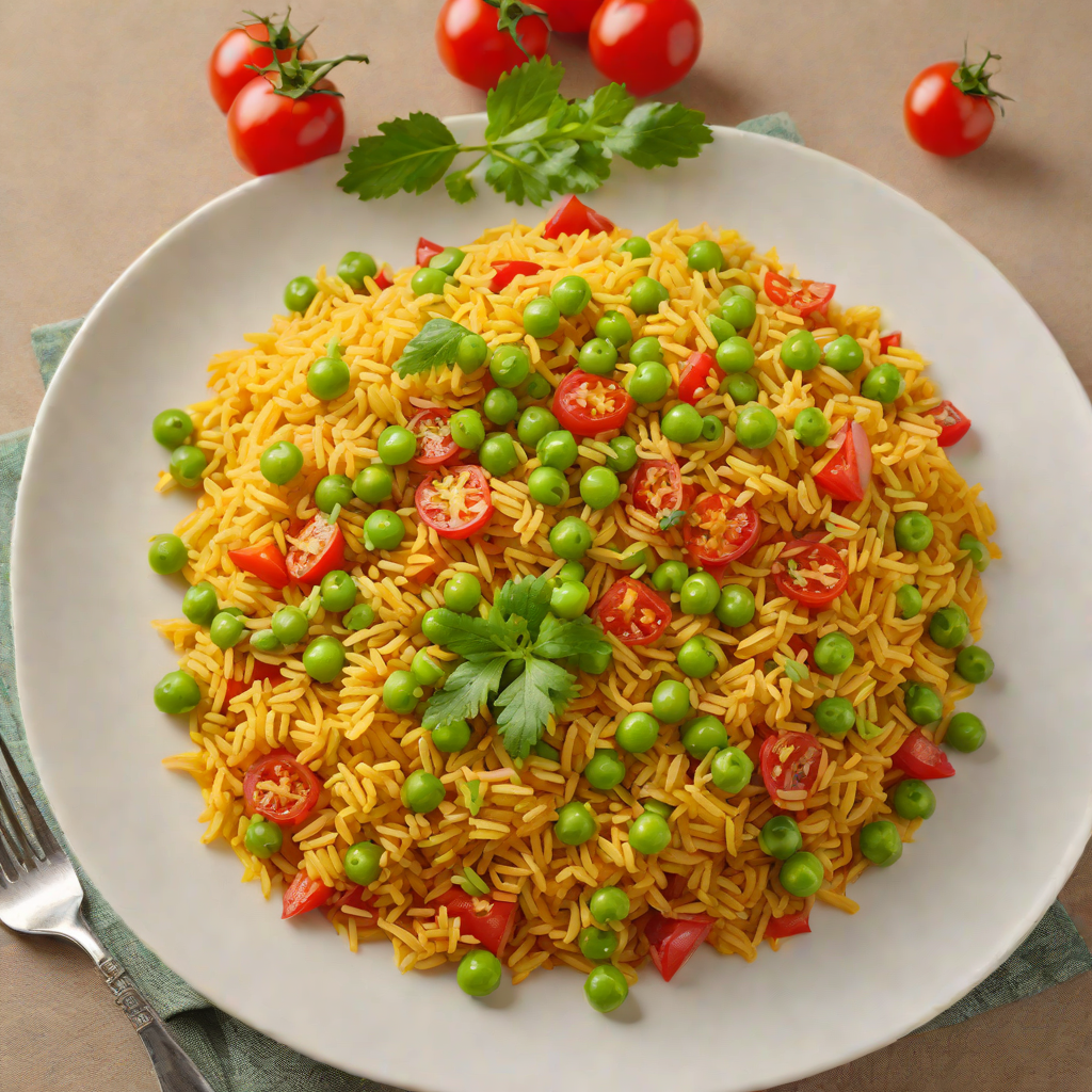 Saffron-Infused Spanish Rice with Tomatoes and Peas
