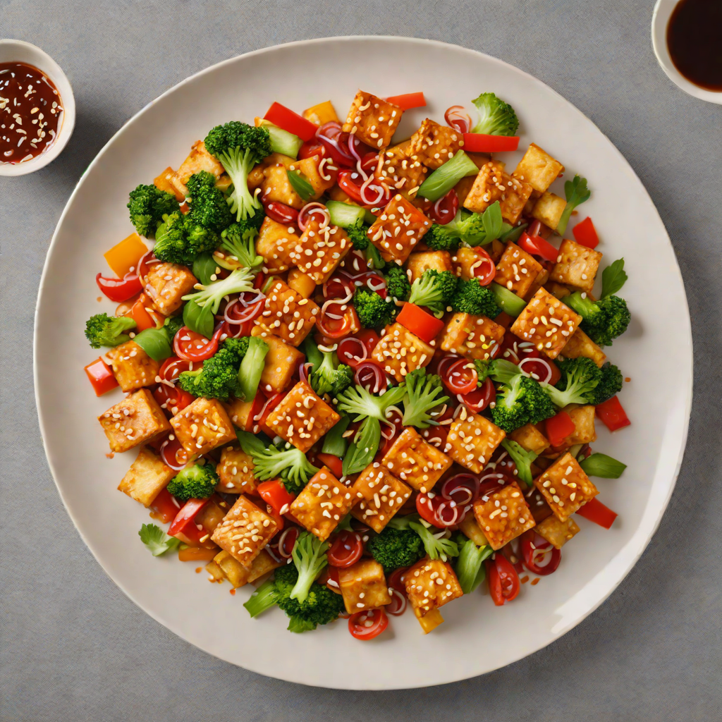Stir-Fried Korean-Style Spicy Tofu with Gochujang and Vegetables