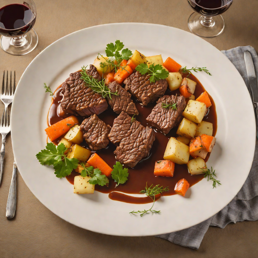 Slow-Braised Beef with Root Vegetables and Red Wine Sauce