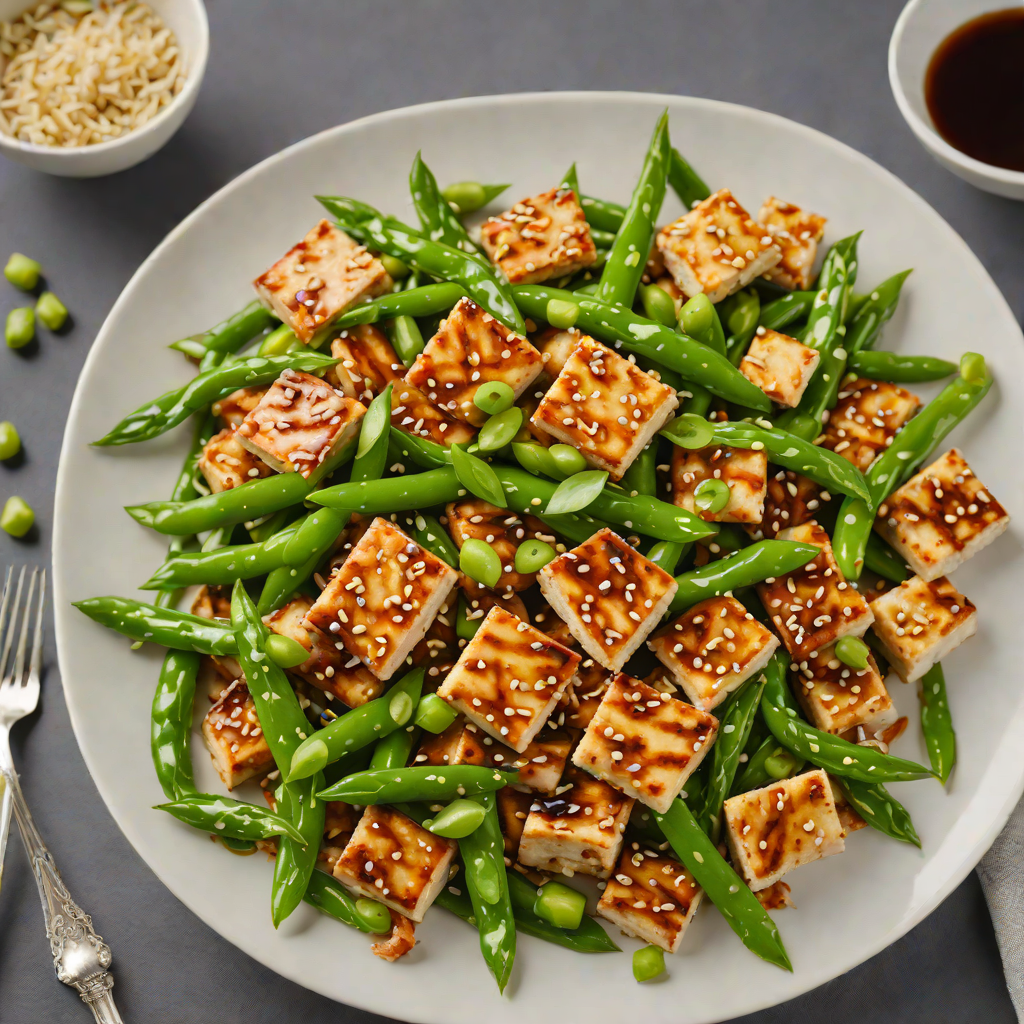 Pan-Fried Tofu Stir-Fry with Ginger-Soy Glaze and Snap Peas