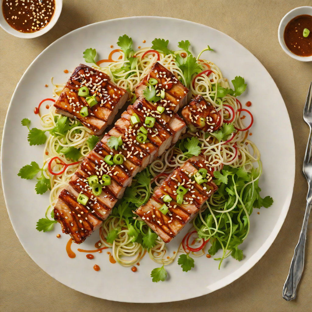 Ginger-Soy Glazed Pork with Scallion and Sesame Salad