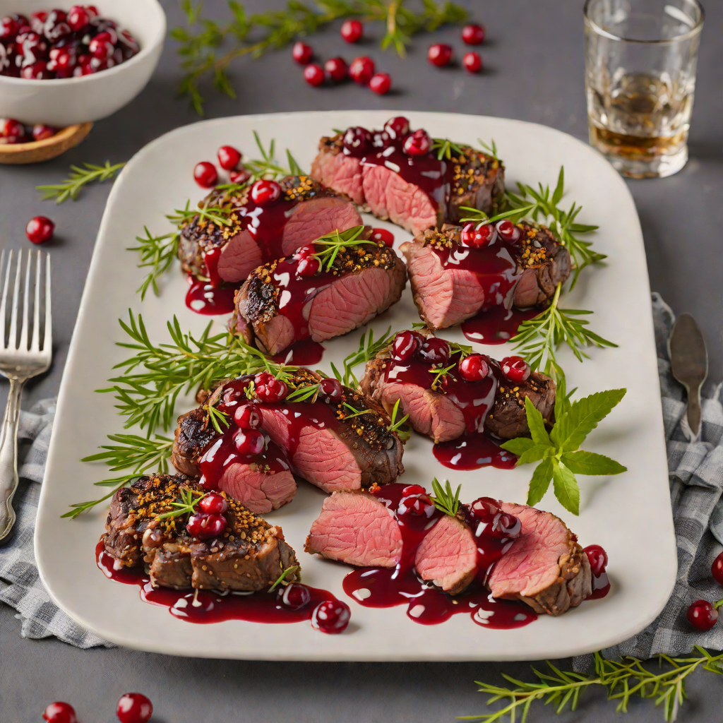 Mountain Herb-Crusted Venison Steaks with Cranberry Glaze