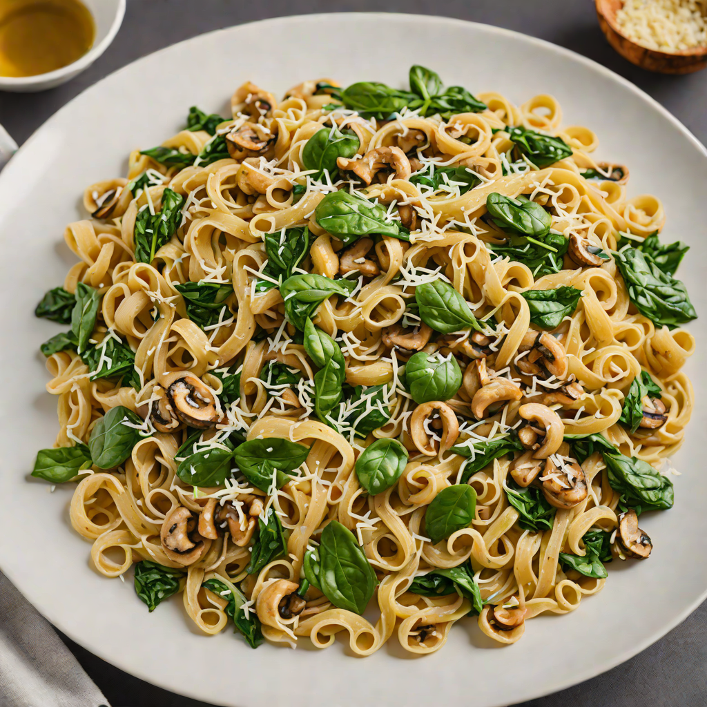 Sautéed Mushroom and Spinach Pasta with White Wine and Parmesan