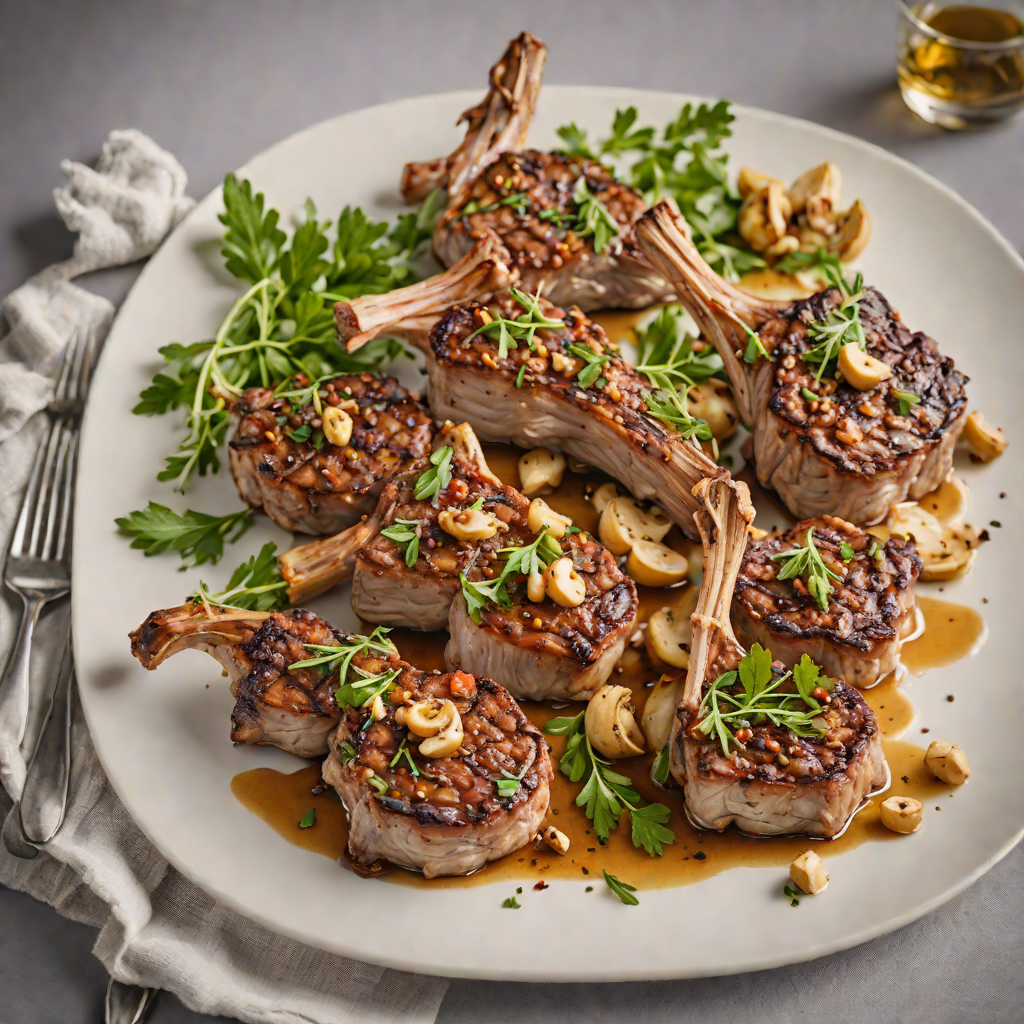 Pan-Seared Mediterranean Herb Lamb Chops with Roasted Garlic