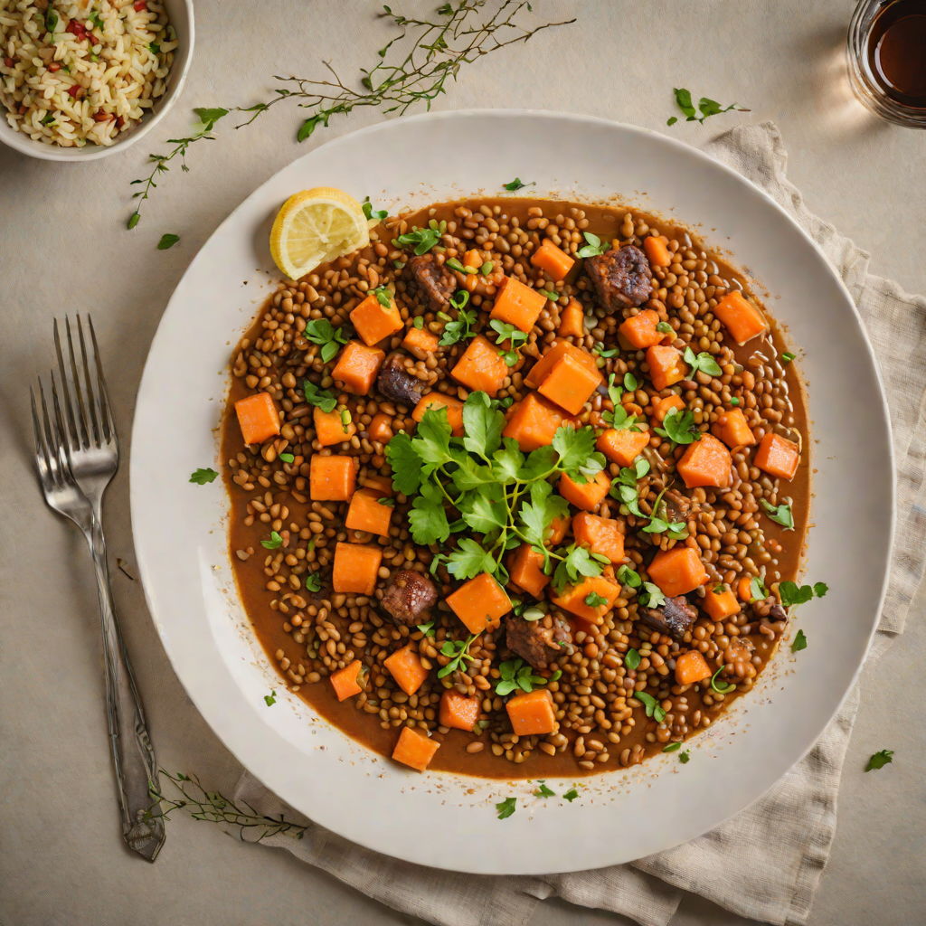 Moroccan-Spiced Lentil Stew with Roasted Carrots