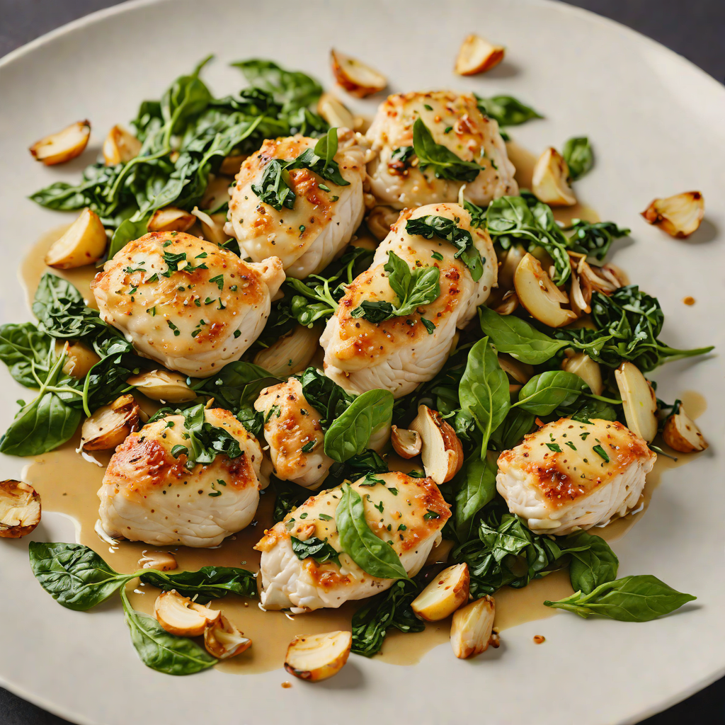 Sautéed Chicken with Roasted Garlic and Spinach