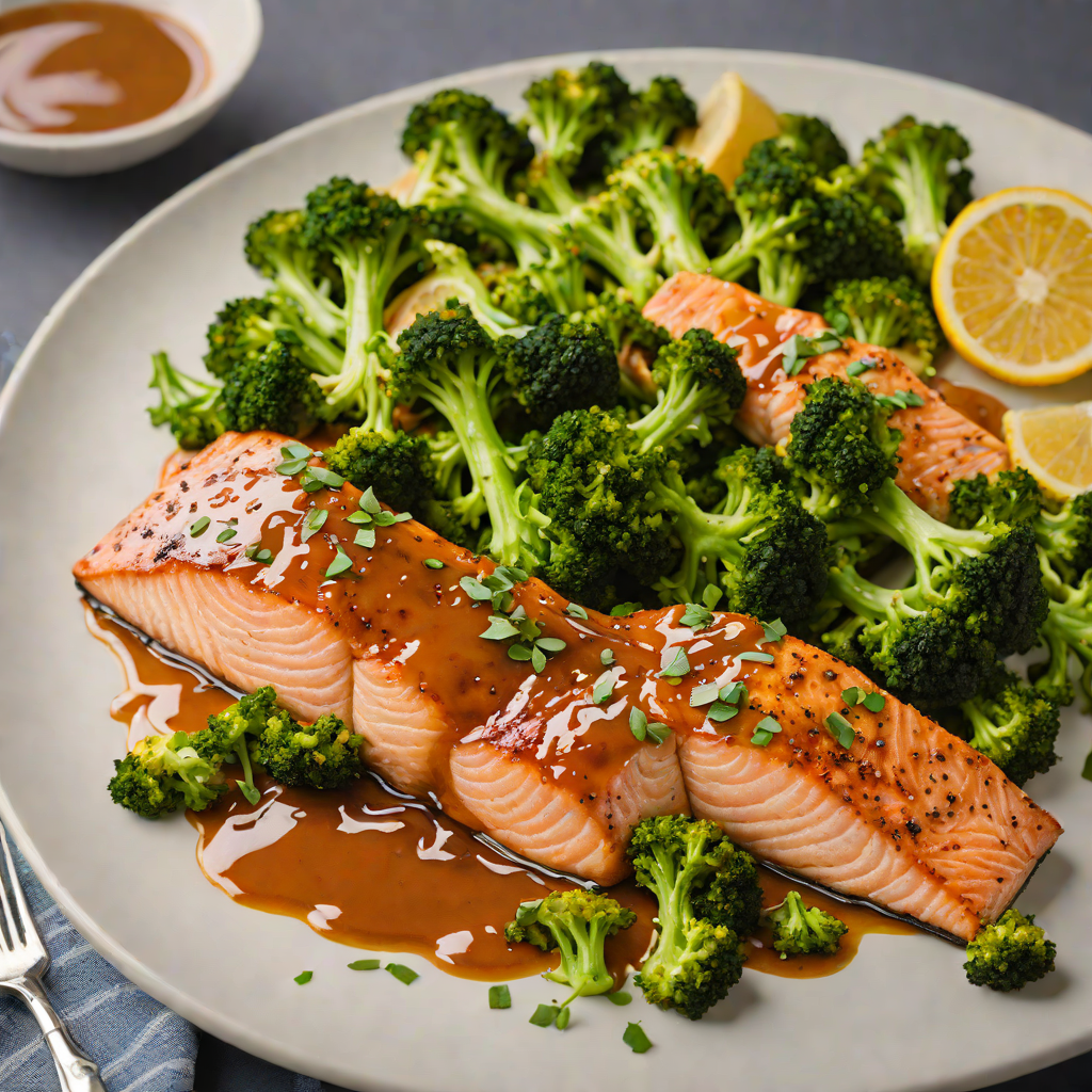 Sheet Pan Honey-Sriracha Glazed Salmon with Roasted Broccoli