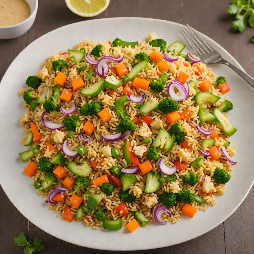Stir-Fried Cauliflower Rice with Ginger and Rainbow Vegetables