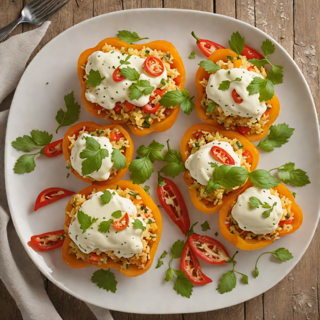 Baked Cauliflower Rice-Stuffed Bell Peppers with Mozzarella