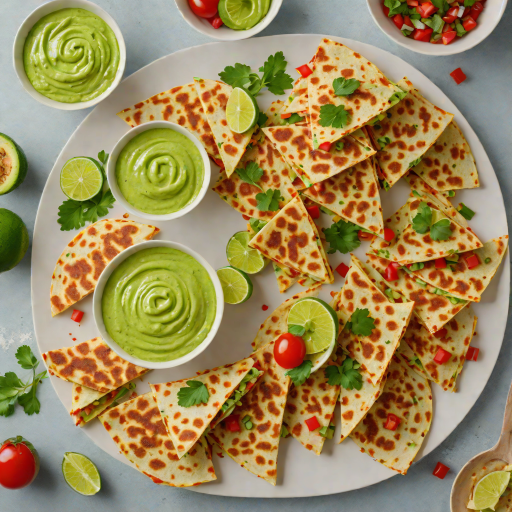 Veggie-Packed Rainbow Quesadillas with Creamy Avocado Dip