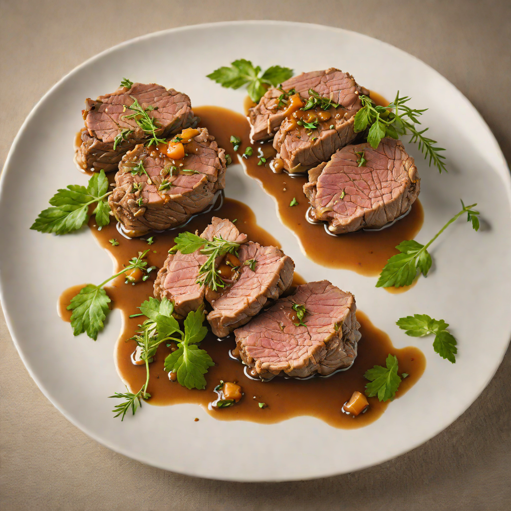 Slow-Cooked Lamb Back with Herb and Garlic Jus