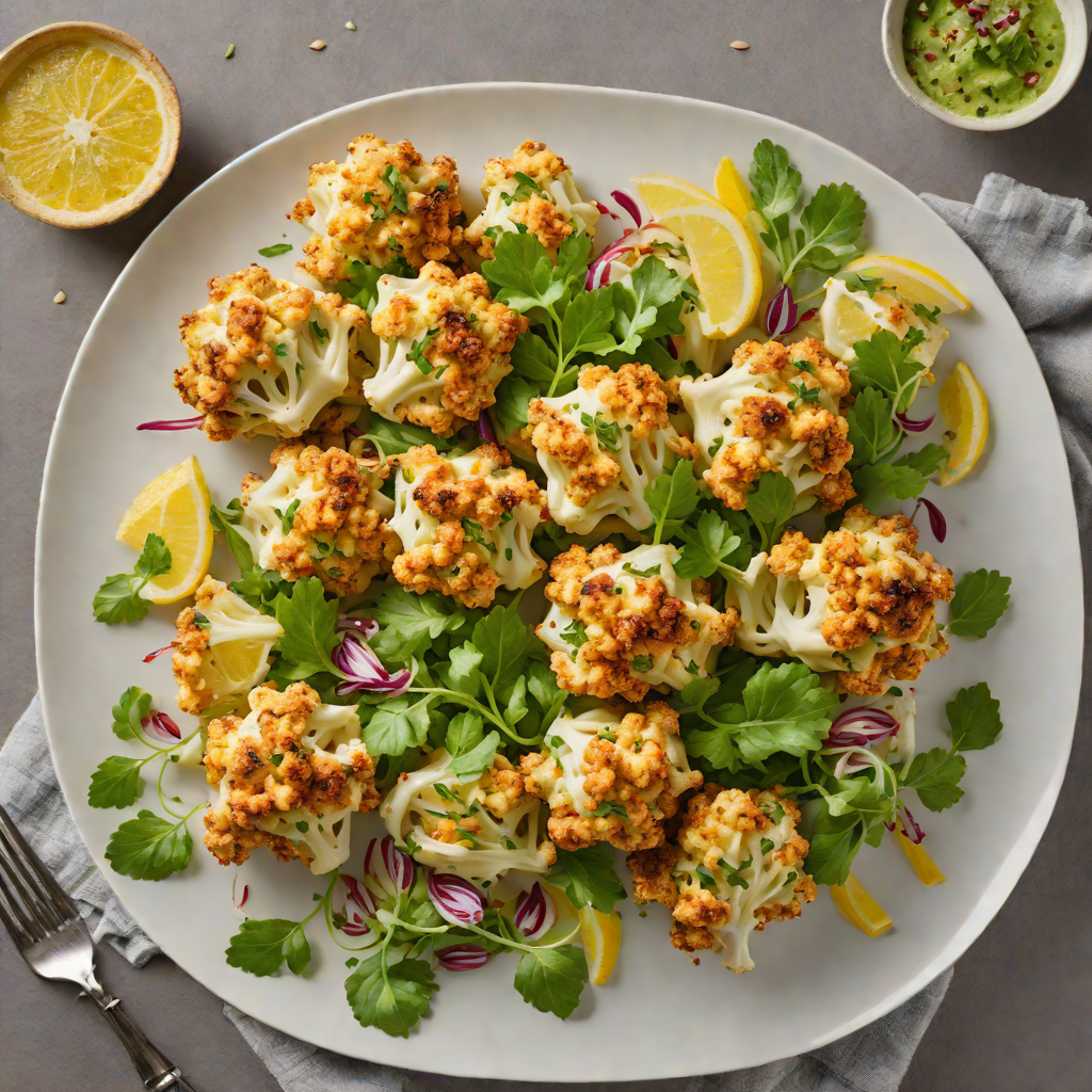 No-Oil Roasted Cauliflower with Lemon Garlic Dressing