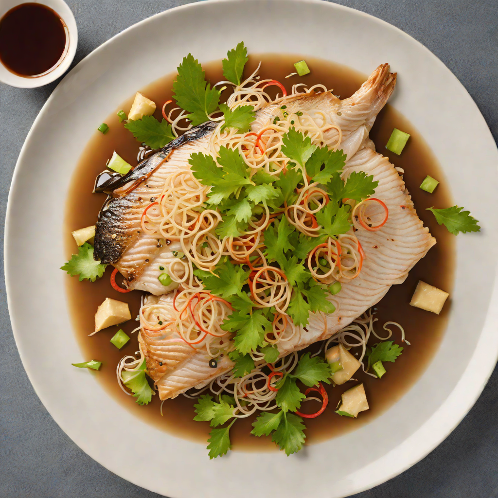 Steamed Cantonese-Style Ginger Fish with Soy Dressing