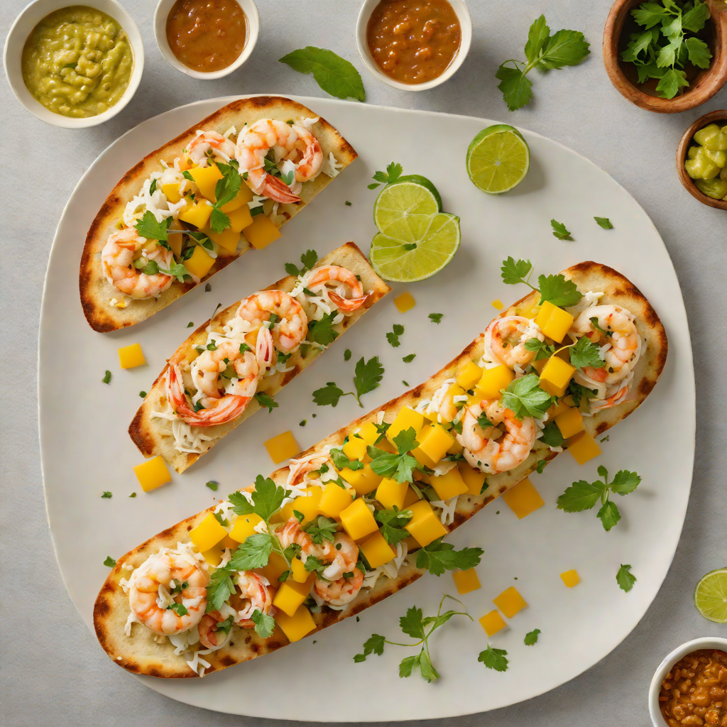 Coconut-Lime Shrimp Flatbread with Mango Chutney