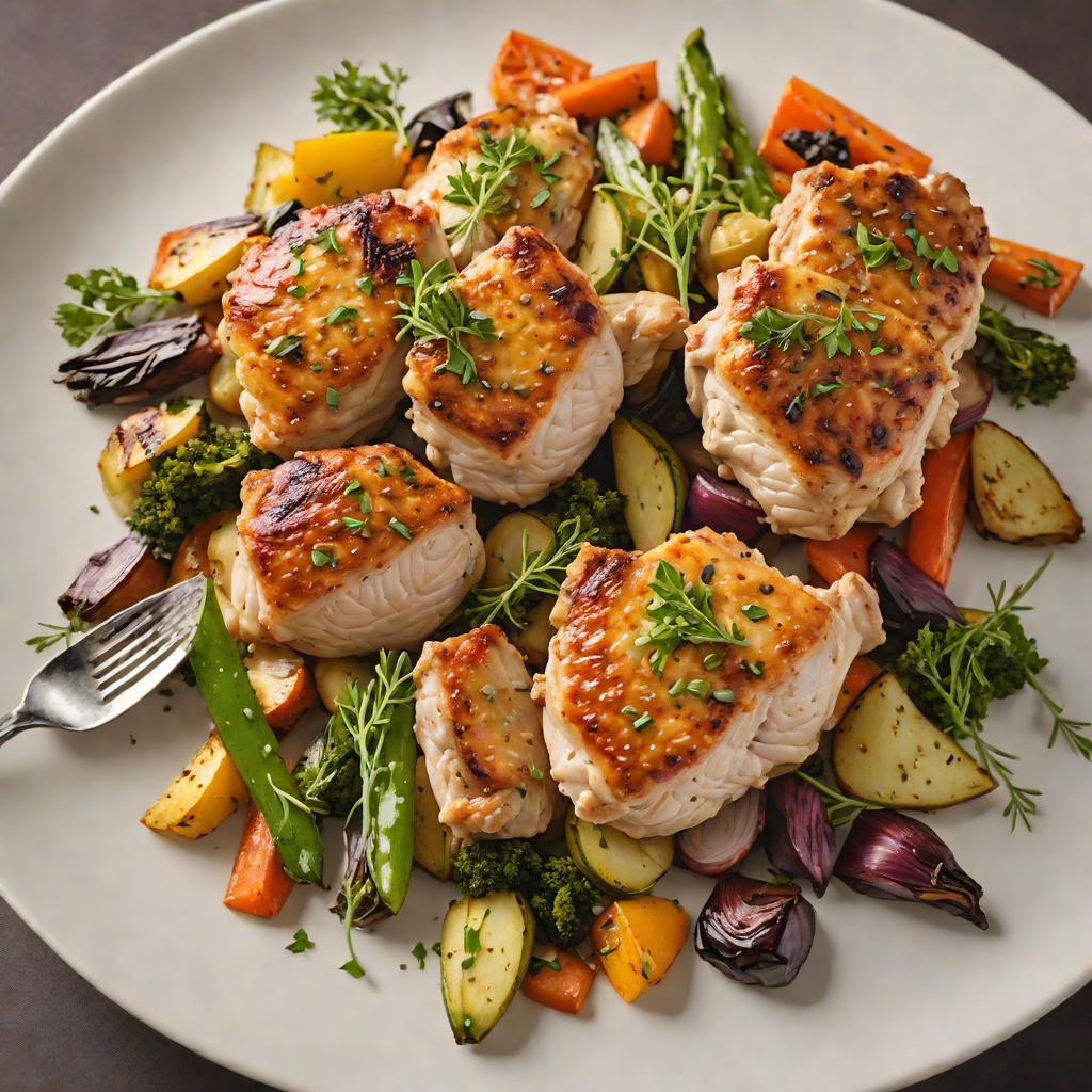 Pan-Seared Chicken Thighs with Roasted Garlic and Roasted Vegetables