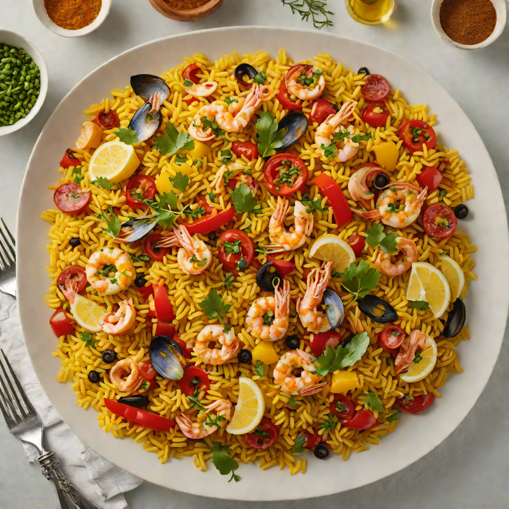 Savory Turkey Lake Seafood Paella with Saffron and Chorizo
