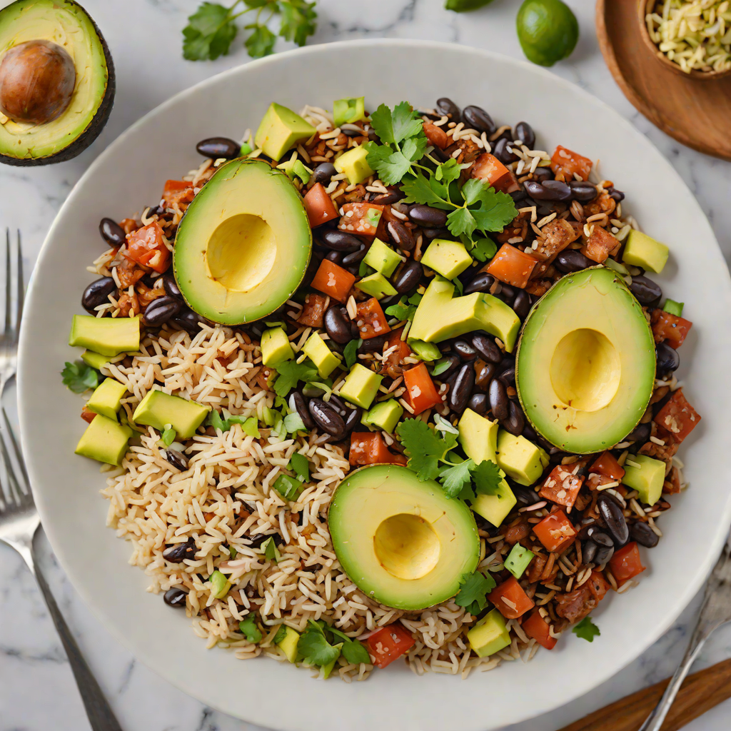 Sanford-Style Black Bean and Chorizo Rice Bowl with Avocado