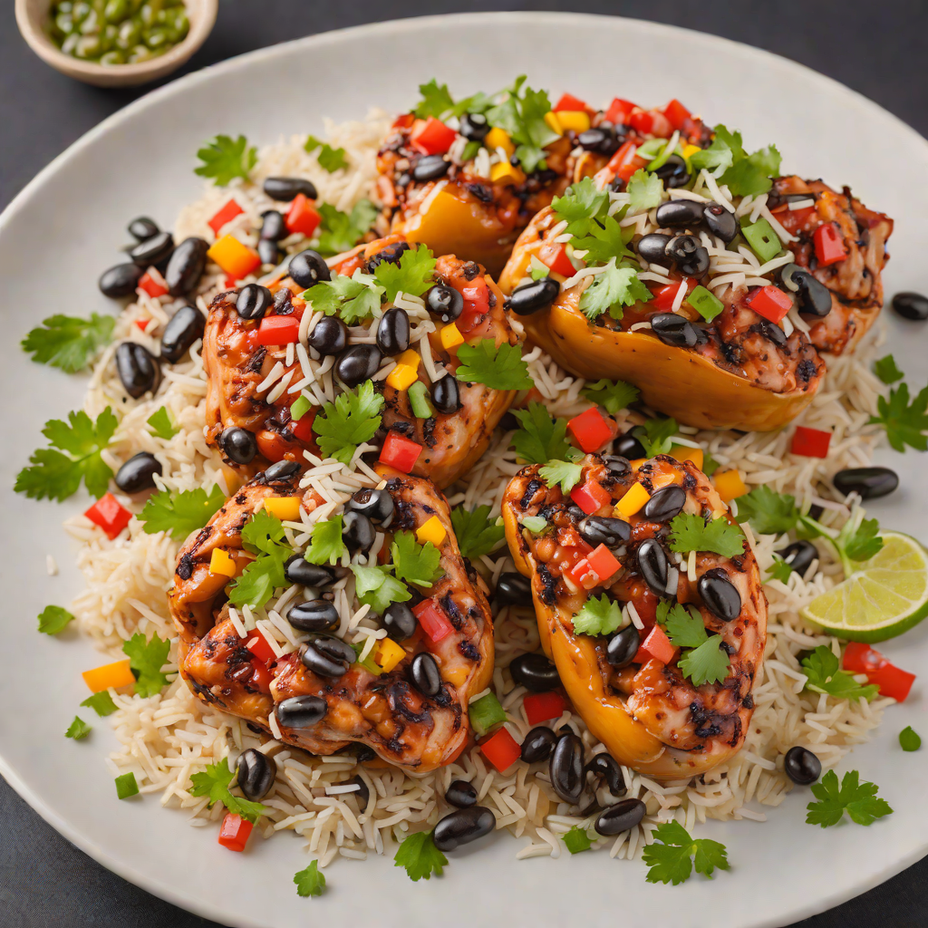 BBQ Chicken-Stuffed Bell Peppers with Black Beans and Rice
