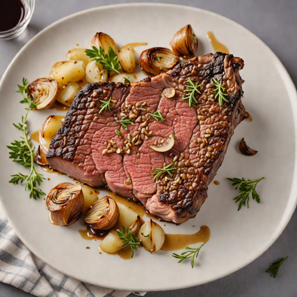 Pan-Seared Ribeye with Garlic Butter and Charred Shallots