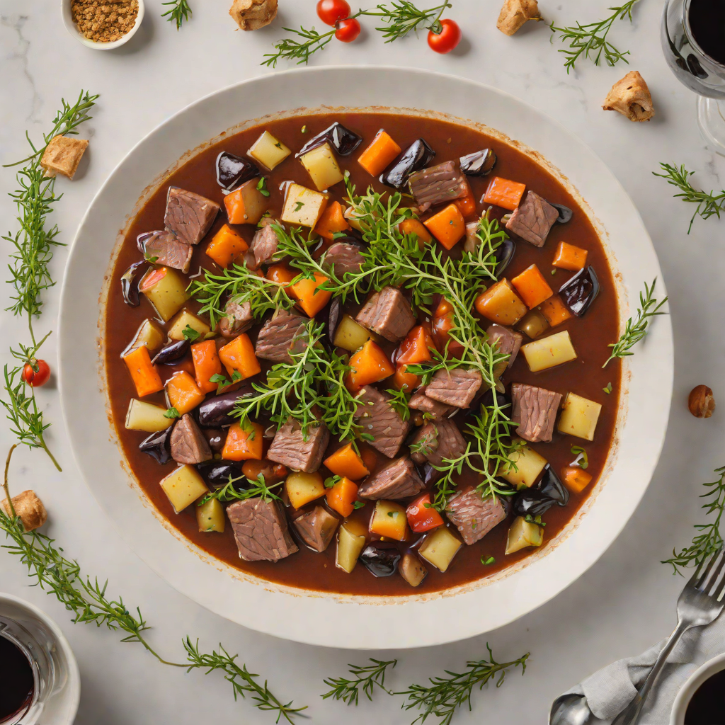 French Back Muscle Vegetable Stew with Red Wine and Thyme