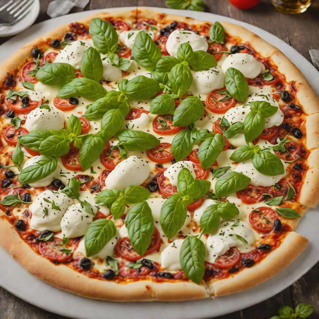 Neapolitan-Style Pizza with Fresh Mozzarella and Basil Drizzle