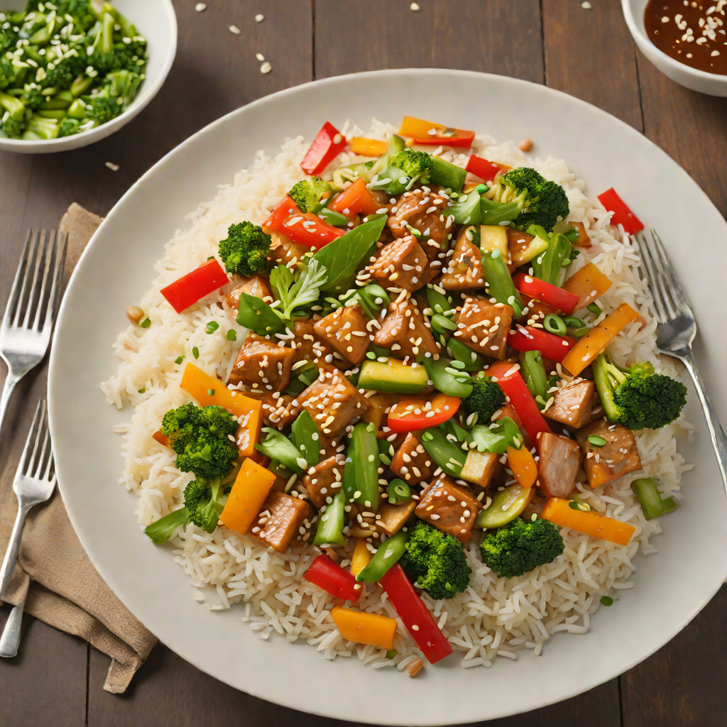 Vegetable Stir-Fry with Sesame Ginger Sauce over Jasmine Rice