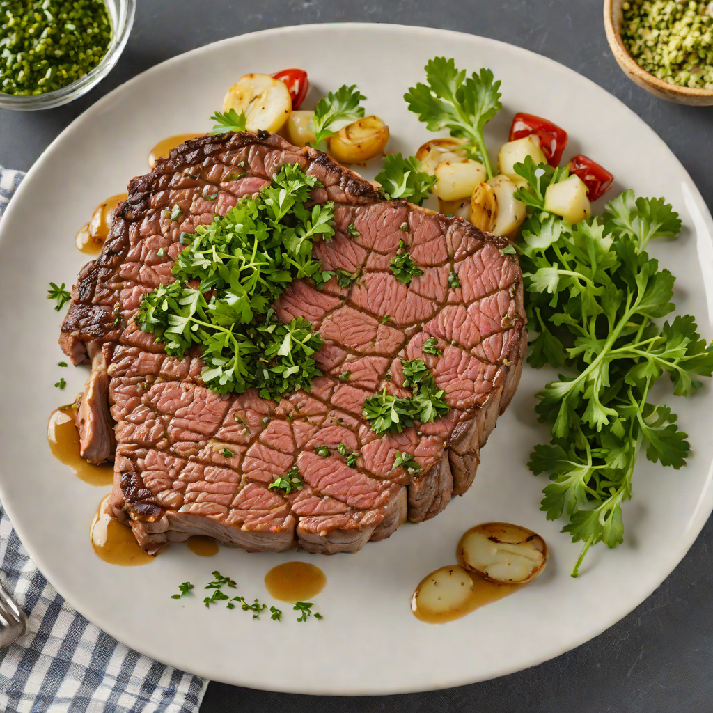 Pan-Seared Ribeye Steak with Garlic Butter and Chimichurri