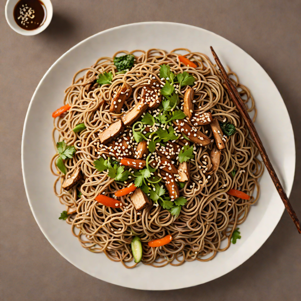 Soba Noodles Stir-Fry with Shiitake Mushrooms and Sesame-Ginger Sauce
