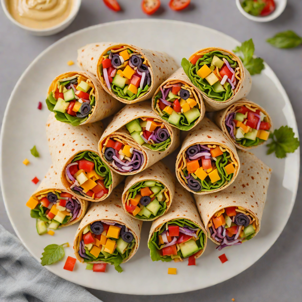 Colorful Veggie Rainbow Wraps with Hummus