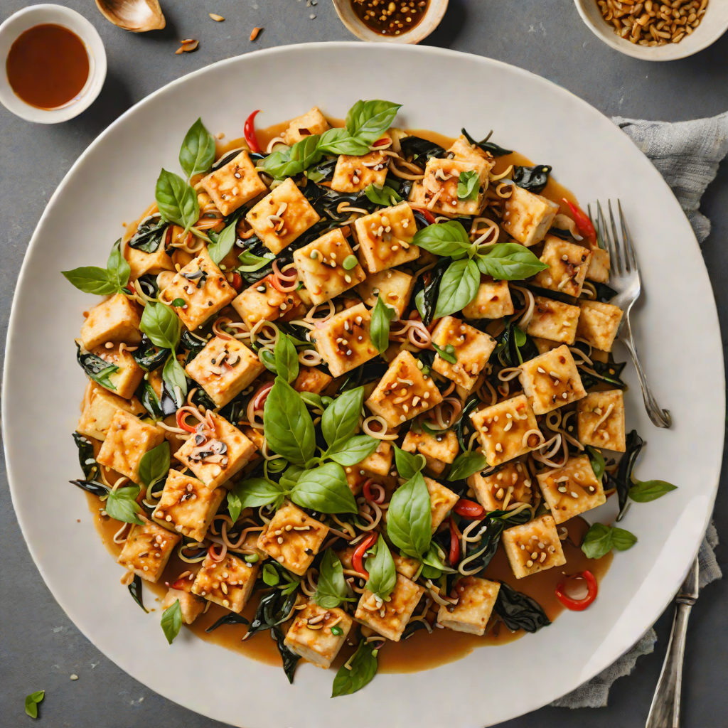 Stir-Fried Tofu with Thai Basil and Garlic