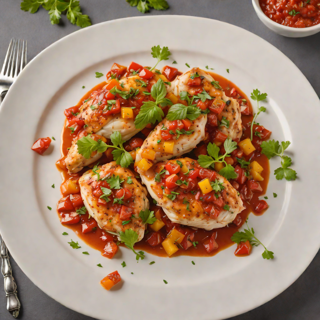 Pan-Seared Chicken with Spiced Tomato-Pepper Sauce