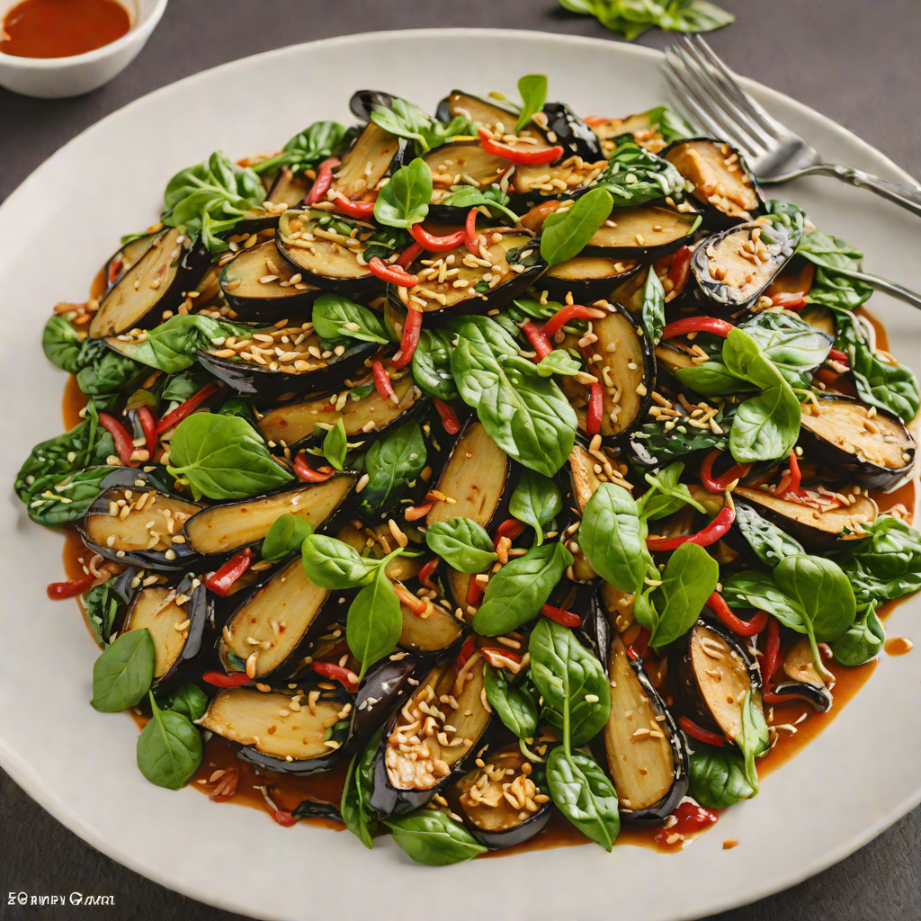 Eggplant and Spinach Stir-Fry with Garlic Chili Sauce