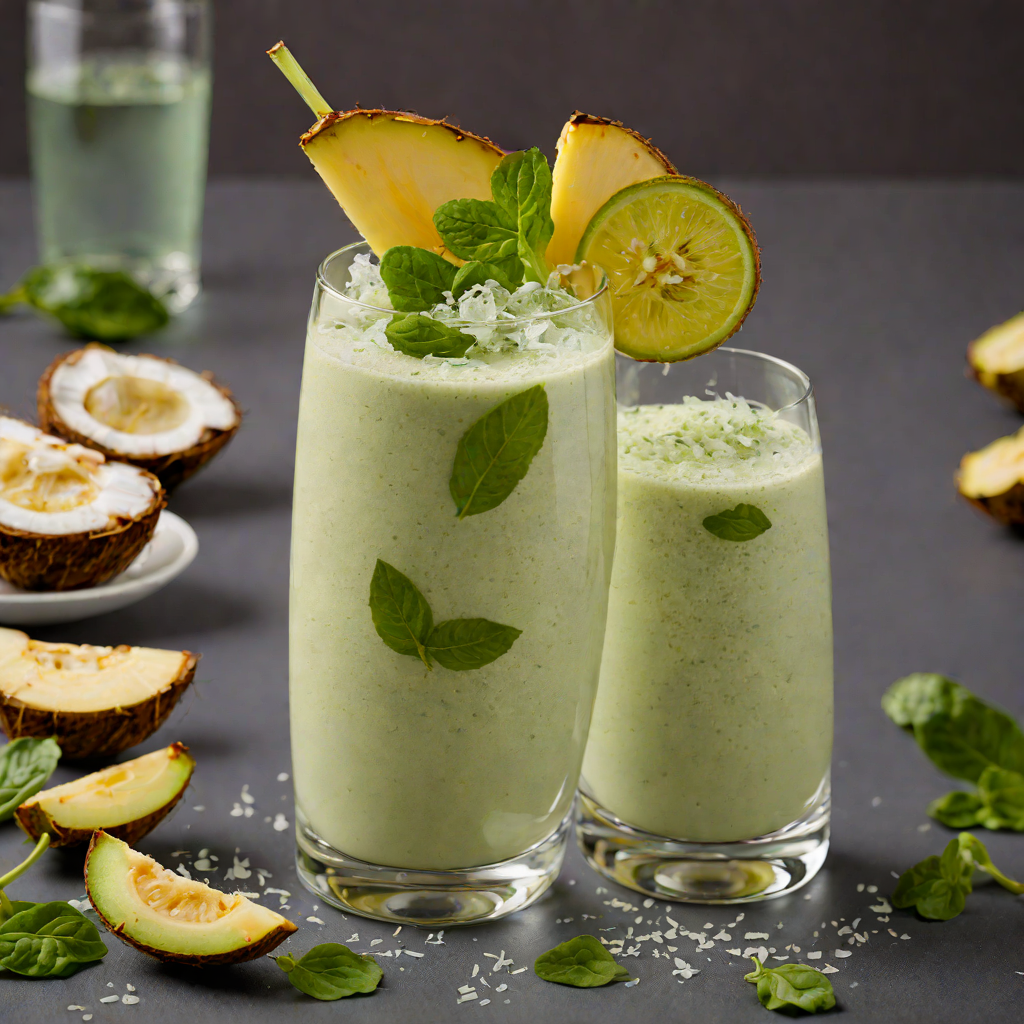 Chilled Coconut and Banana Smoothie with Spinach and Lime