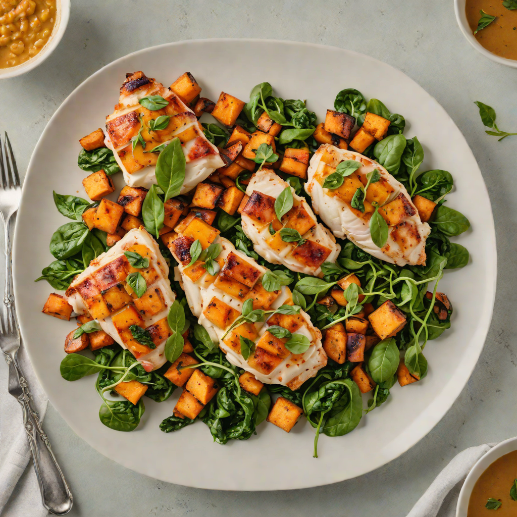 Zesty Pan-Seared Chicken with Roasted Sweet Potatoes and Spinach