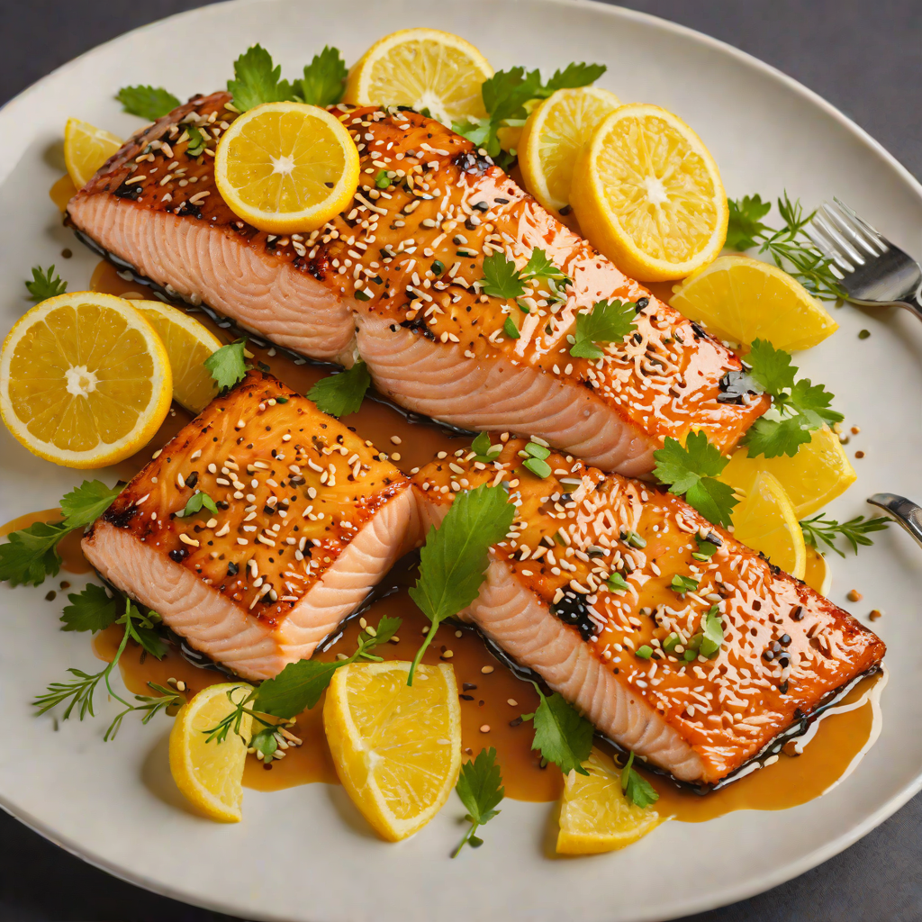 Half-and-Half Citrus Glazed Salmon with Sesame Seeds