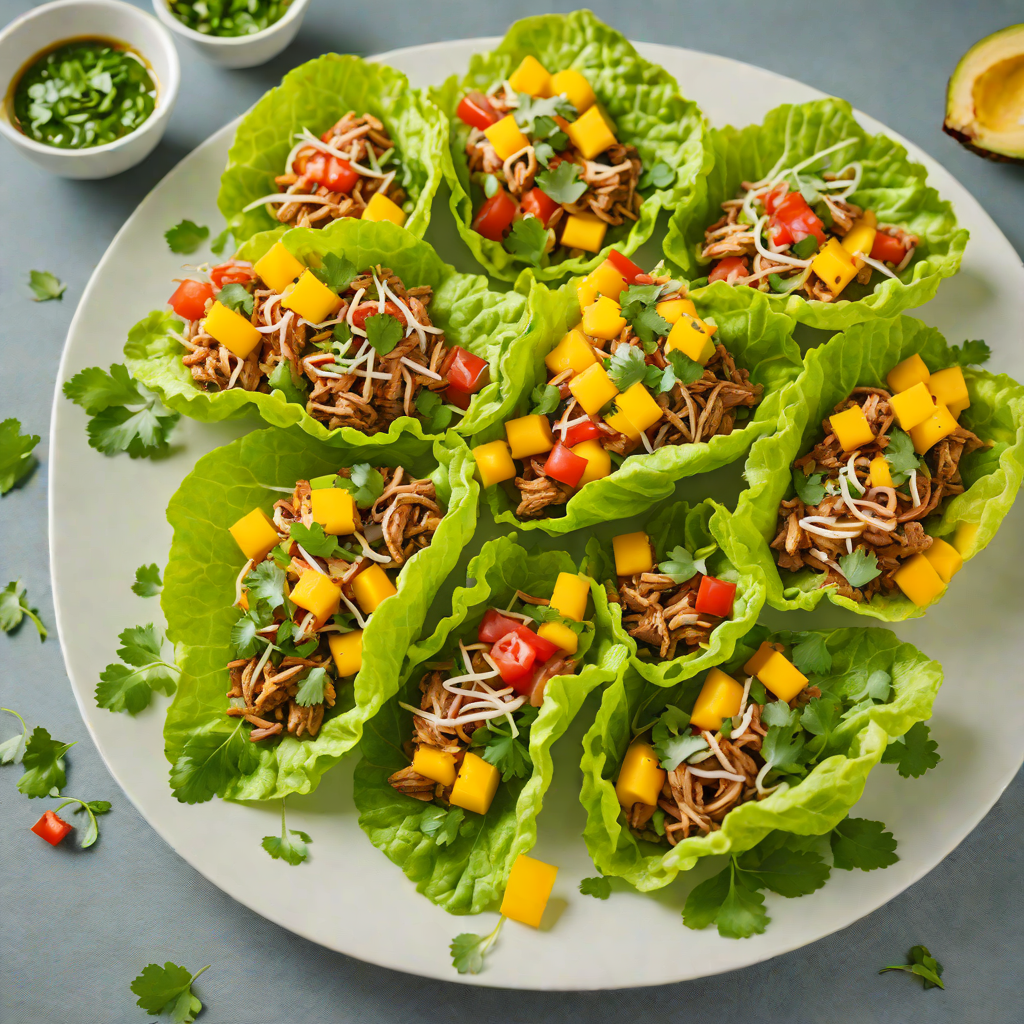 Shredded Pork Lettuce Wraps with Mango and Cilantro