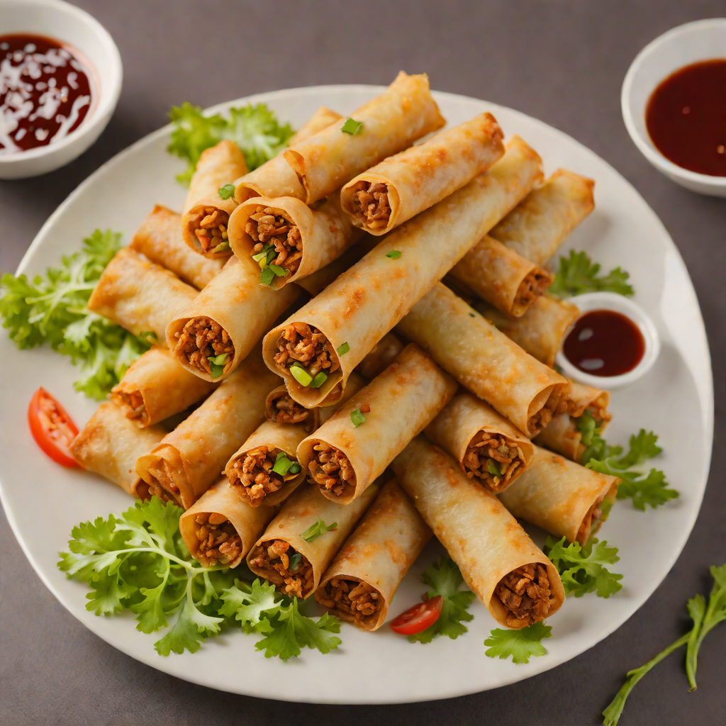 Crisp-Fried Lumpia with Ground Pork and Vegetables